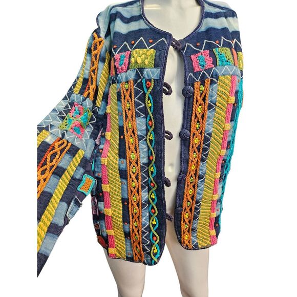 Coldwater Creek Embroidered Colorful Chambray Jacket Womens Size 2X - Picture 3 of 8